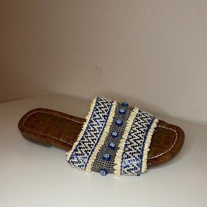 Sam Edelman Blue Beaded Rattan Sandal